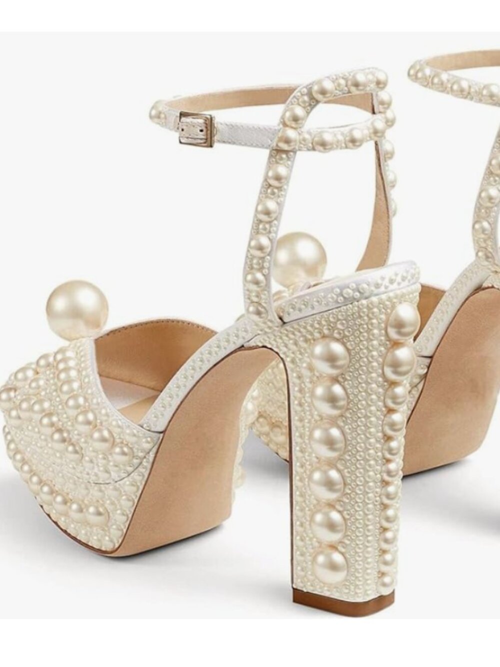 Wedding Open Toe Pearl Platform Heels